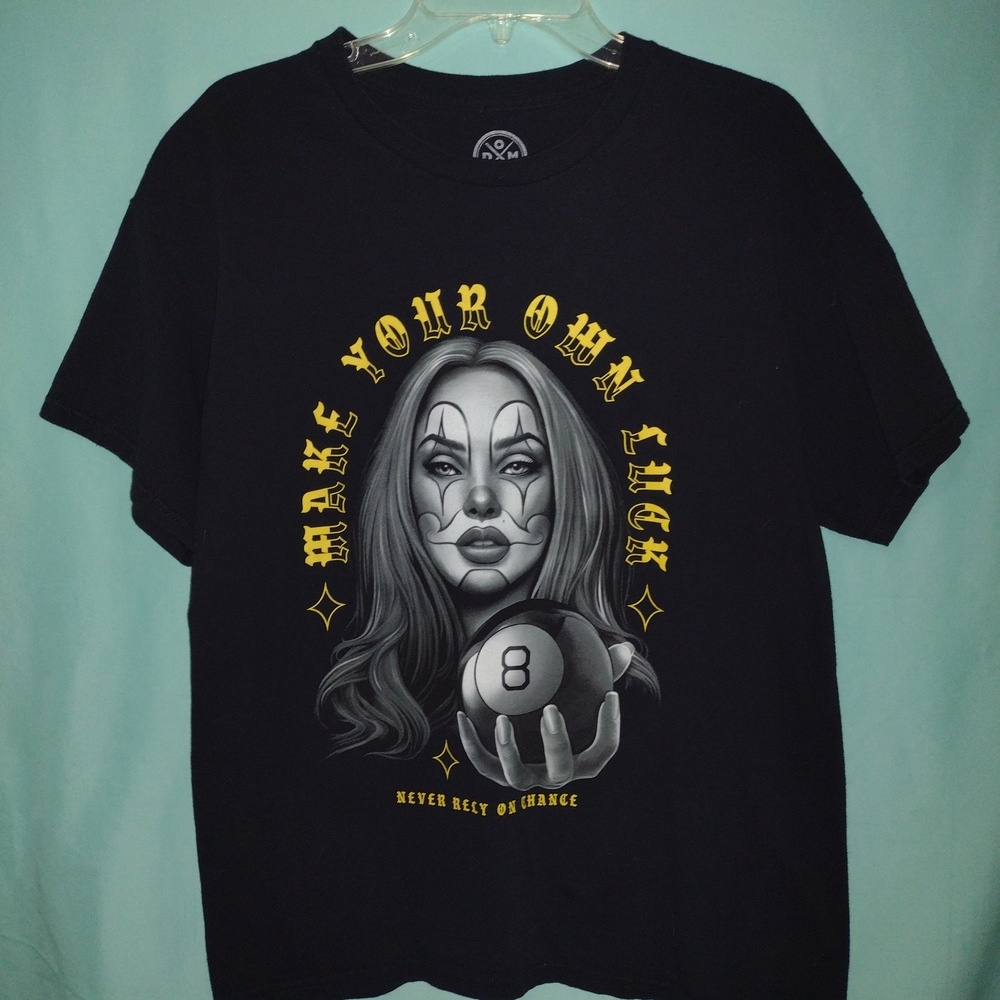 Black Graphic Tee with Yellow Accents